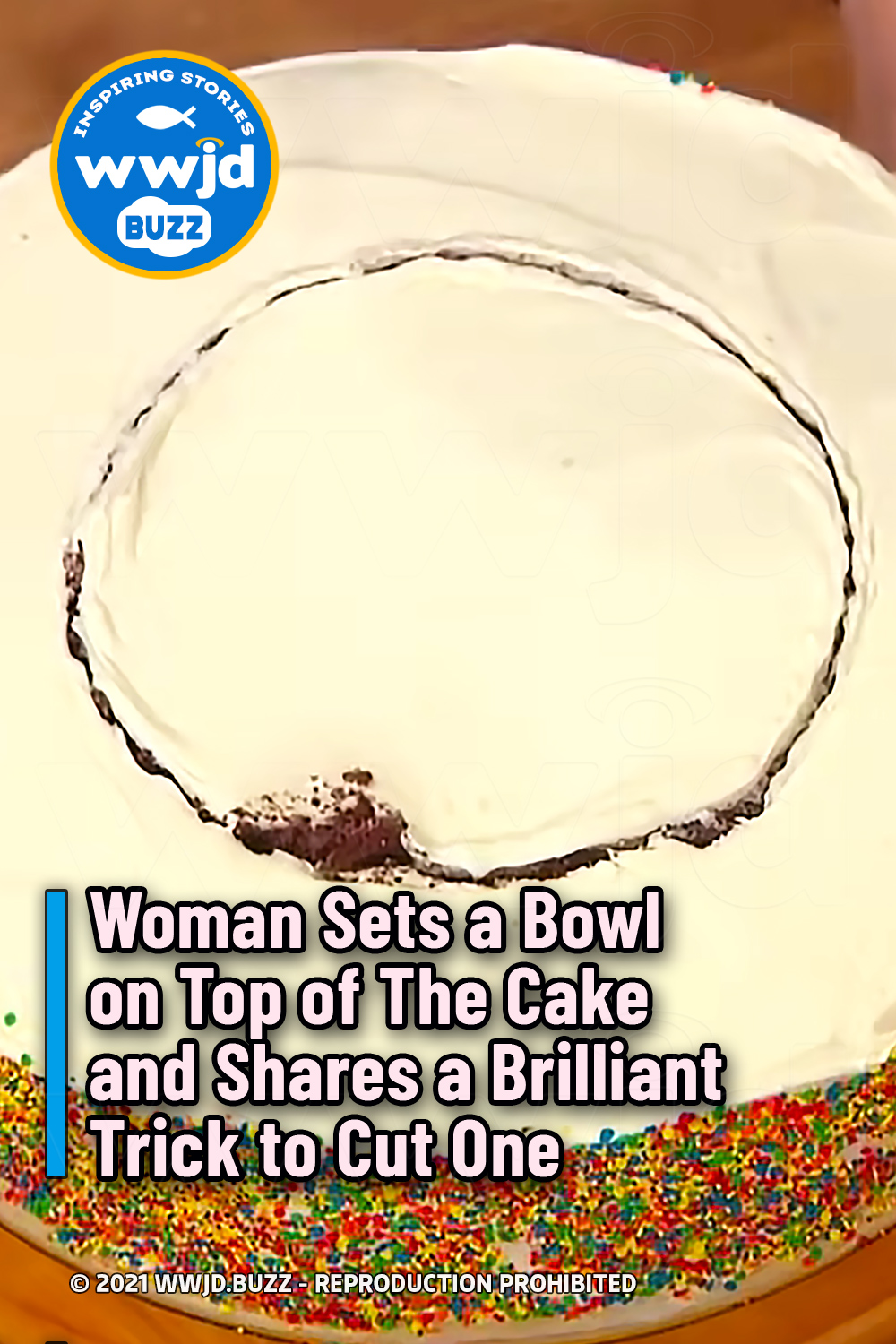 Woman Sets a Bowl on Top of The Cake and Shares a Brilliant Trick to Cut One