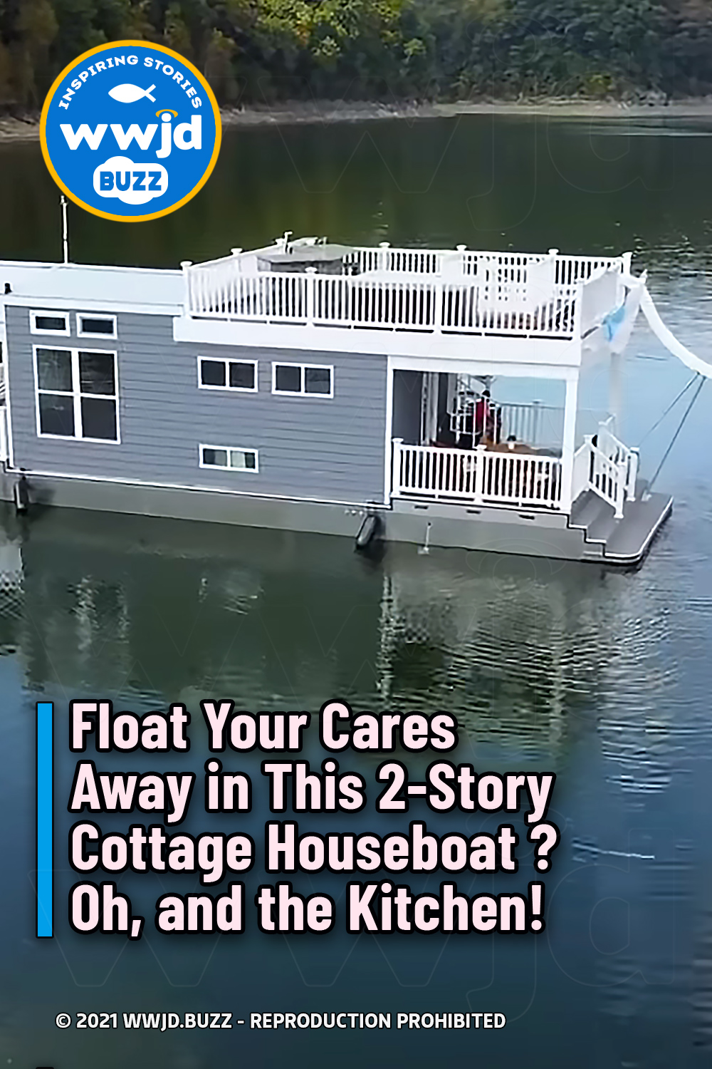 Float Your Cares Away in This 2-Story Cottage Houseboat ― Oh, and the Kitchen!