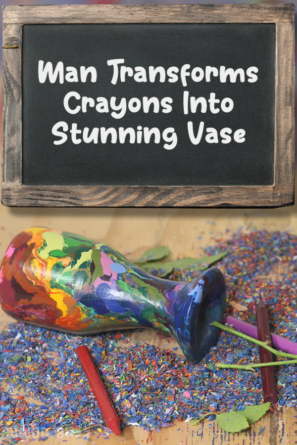 Man Transforms Crayons Into Stunning Vase
