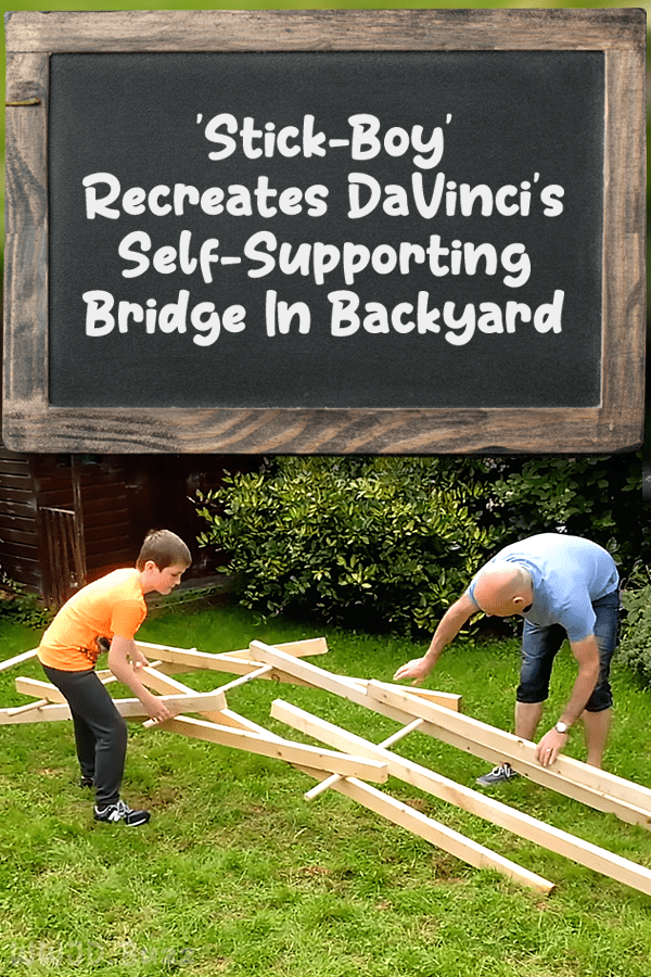 \'Stick-Boy\' Recreates DaVinci’s Self-Supporting Bridge In Backyard