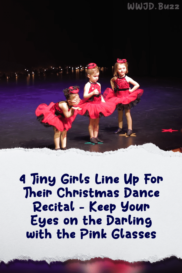 4 Tiny Girls Line Up For Their Christmas Dance Recital - Keep Your Eyes on the Darling with the Pink Glasses