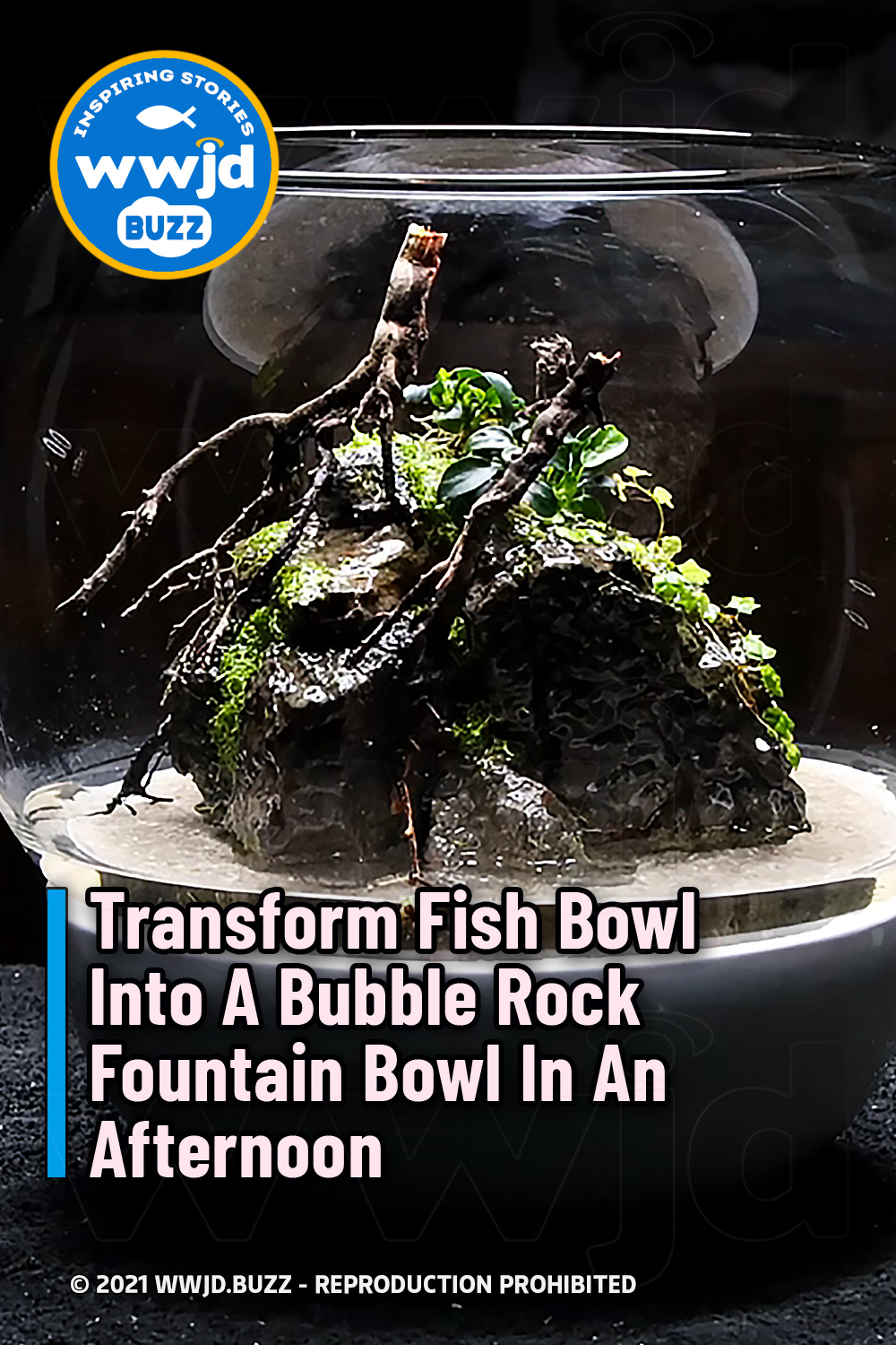 Transform Fish Bowl Into A Bubble Rock Fountain Bowl In An Afternoon