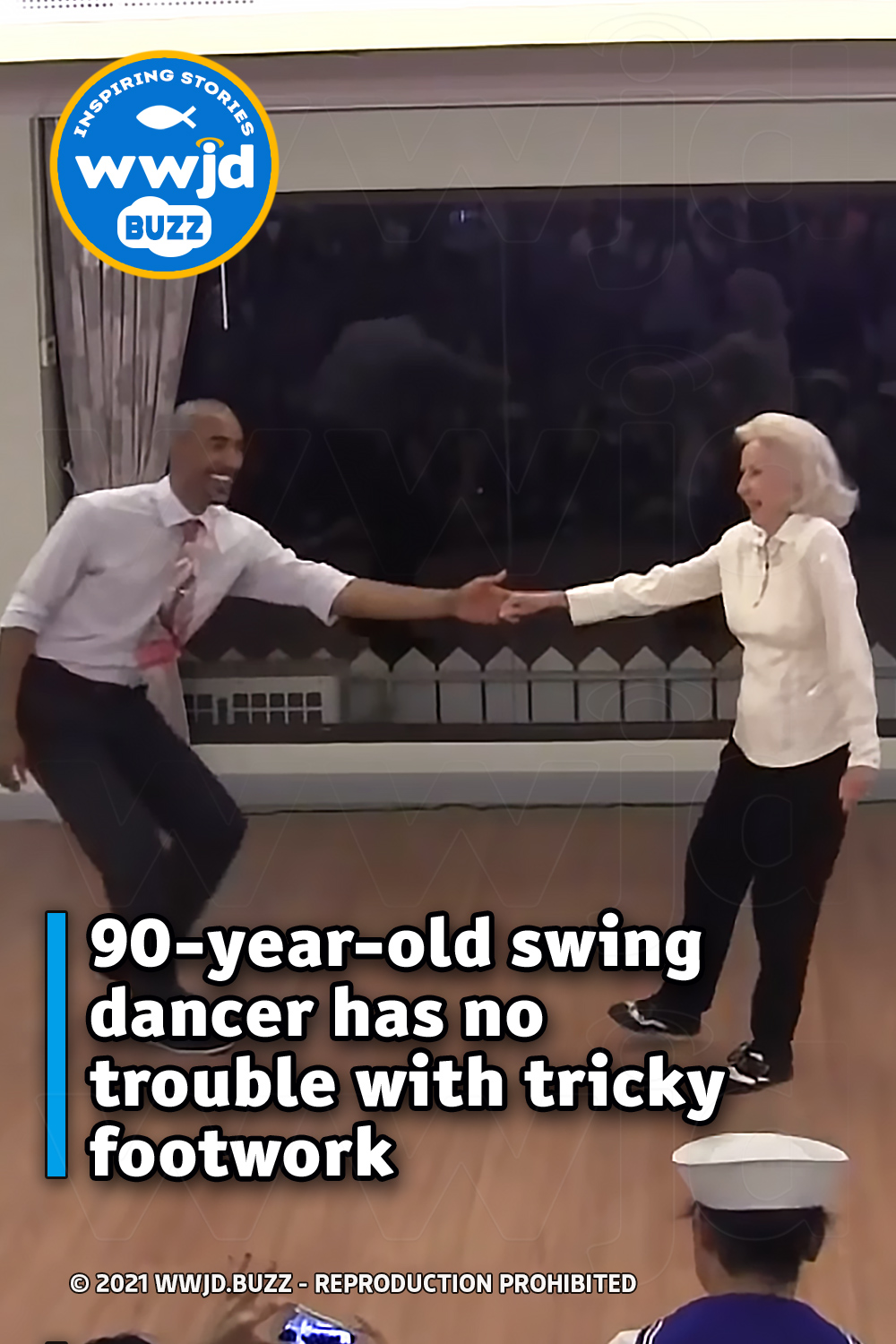 90-year-old swing dancer has no trouble with tricky footwork