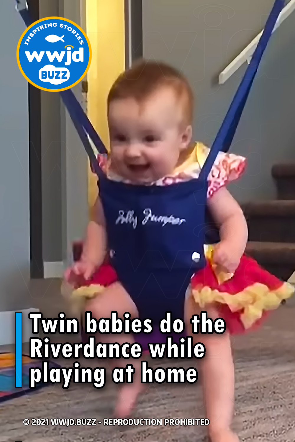 Twin babies do the Riverdance while playing at home