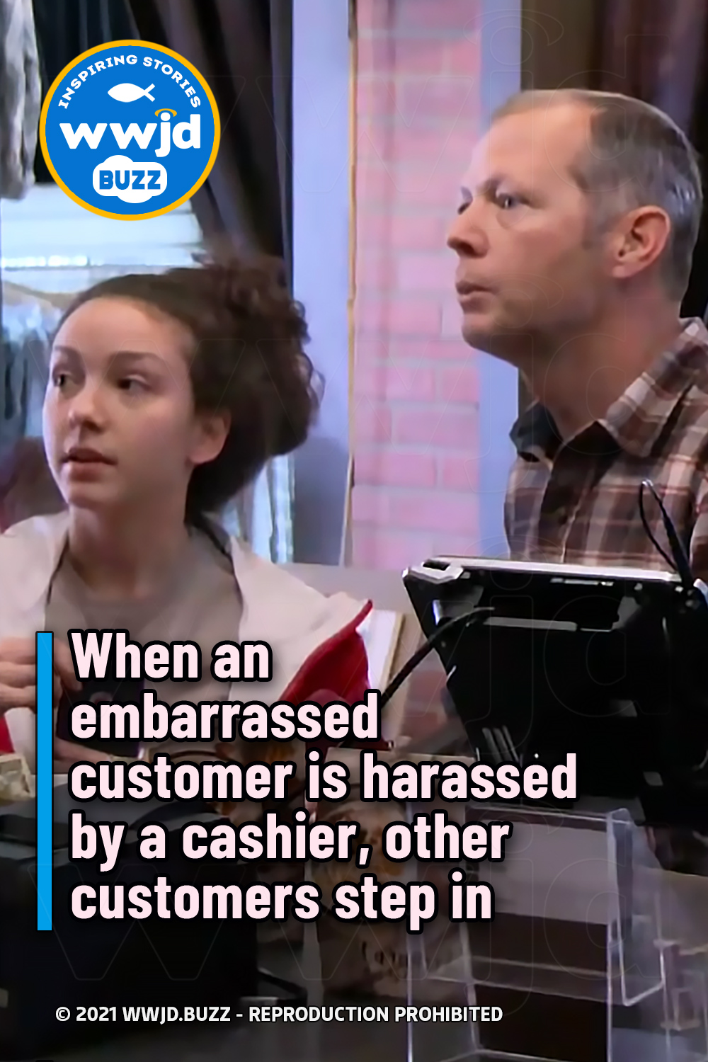 When an embarrassed customer is harassed by a cashier, other customers step in