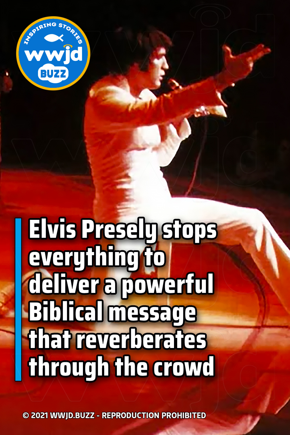 Elvis Presely stops everything to deliver a powerful Biblical message that reverberates through the crowd