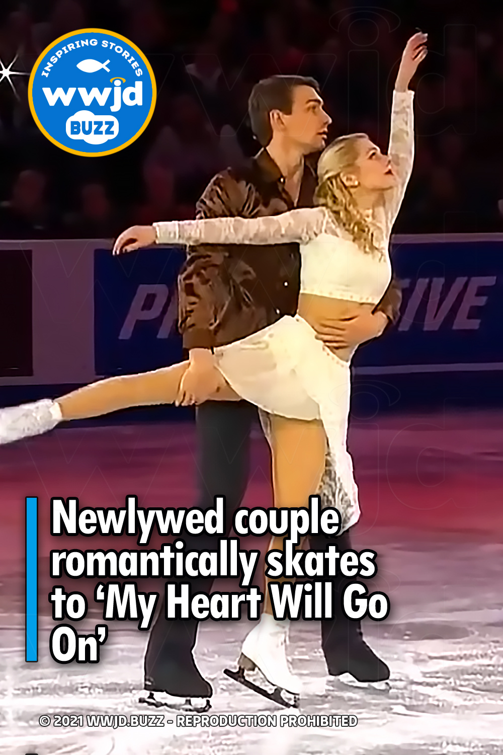 Newlywed couple romantically skates to ‘My Heart Will Go On’