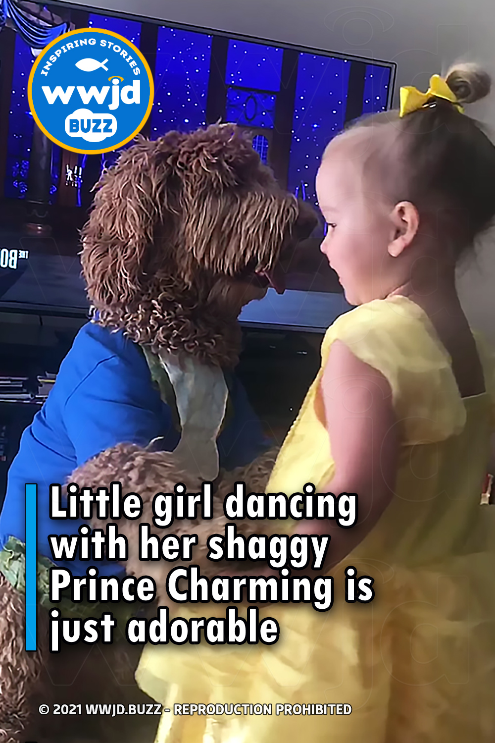 Little girl dancing with her shaggy Prince Charming is just adorable