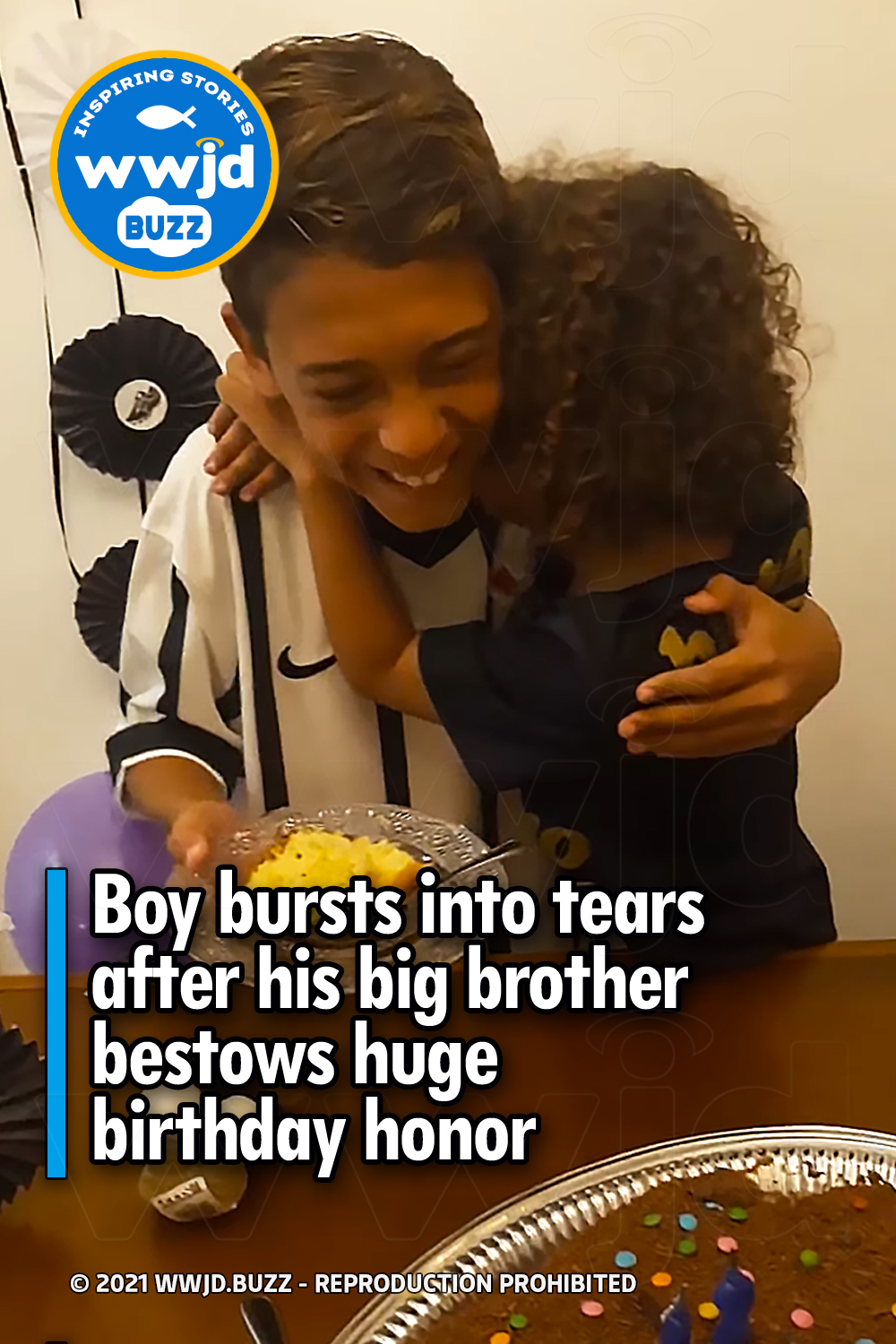 Boy bursts into tears after his big brother bestows huge birthday honor