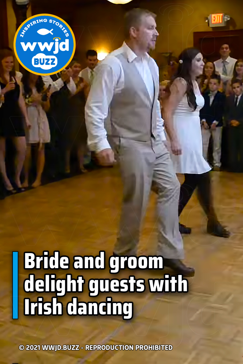 Bride and groom delight guests with Irish dancing