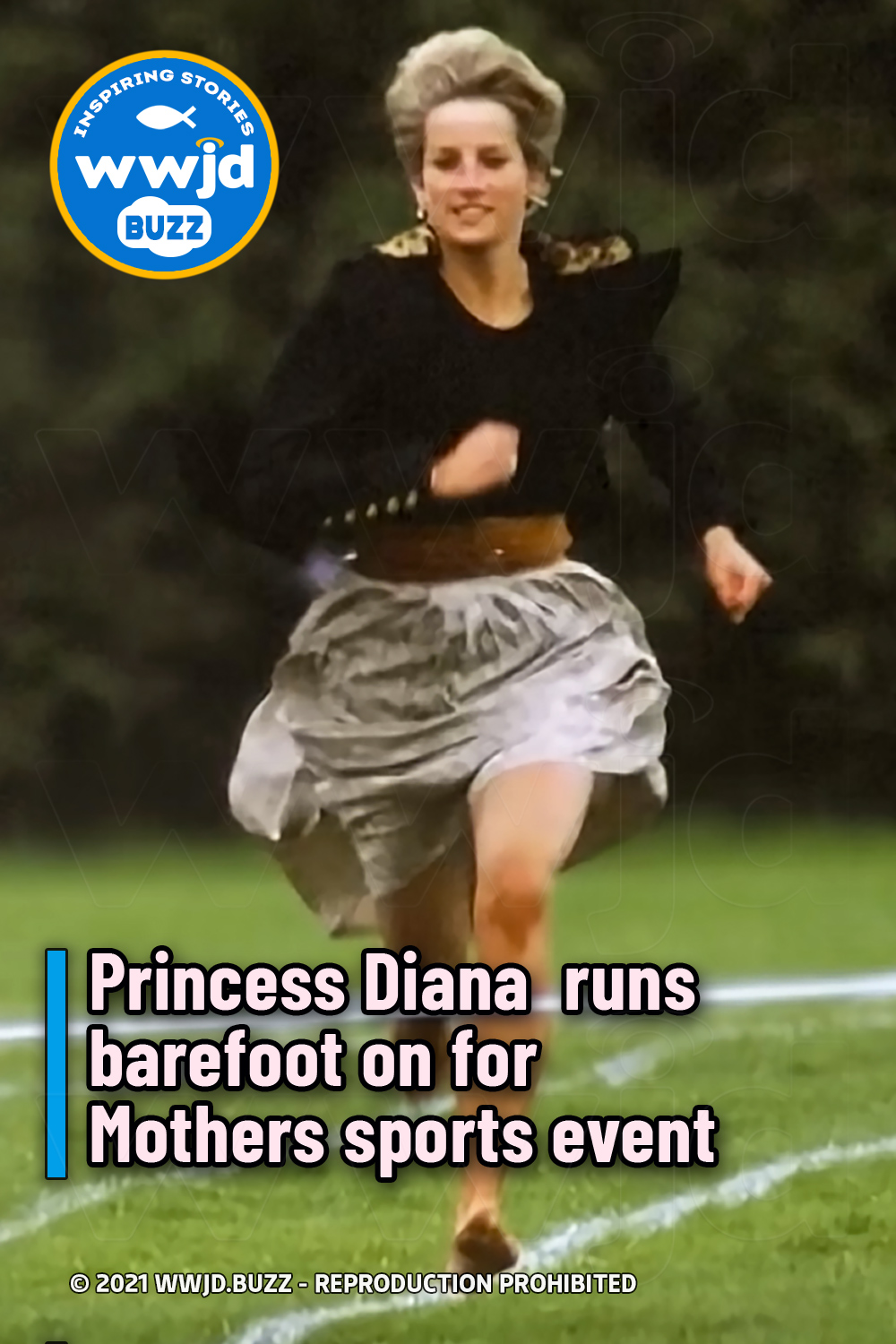 Princess Diana  runs barefoot on for Mothers sports event