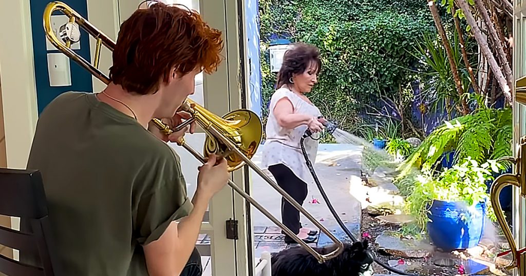 Son uplifts mother’s life with trombone sound effects WWJD