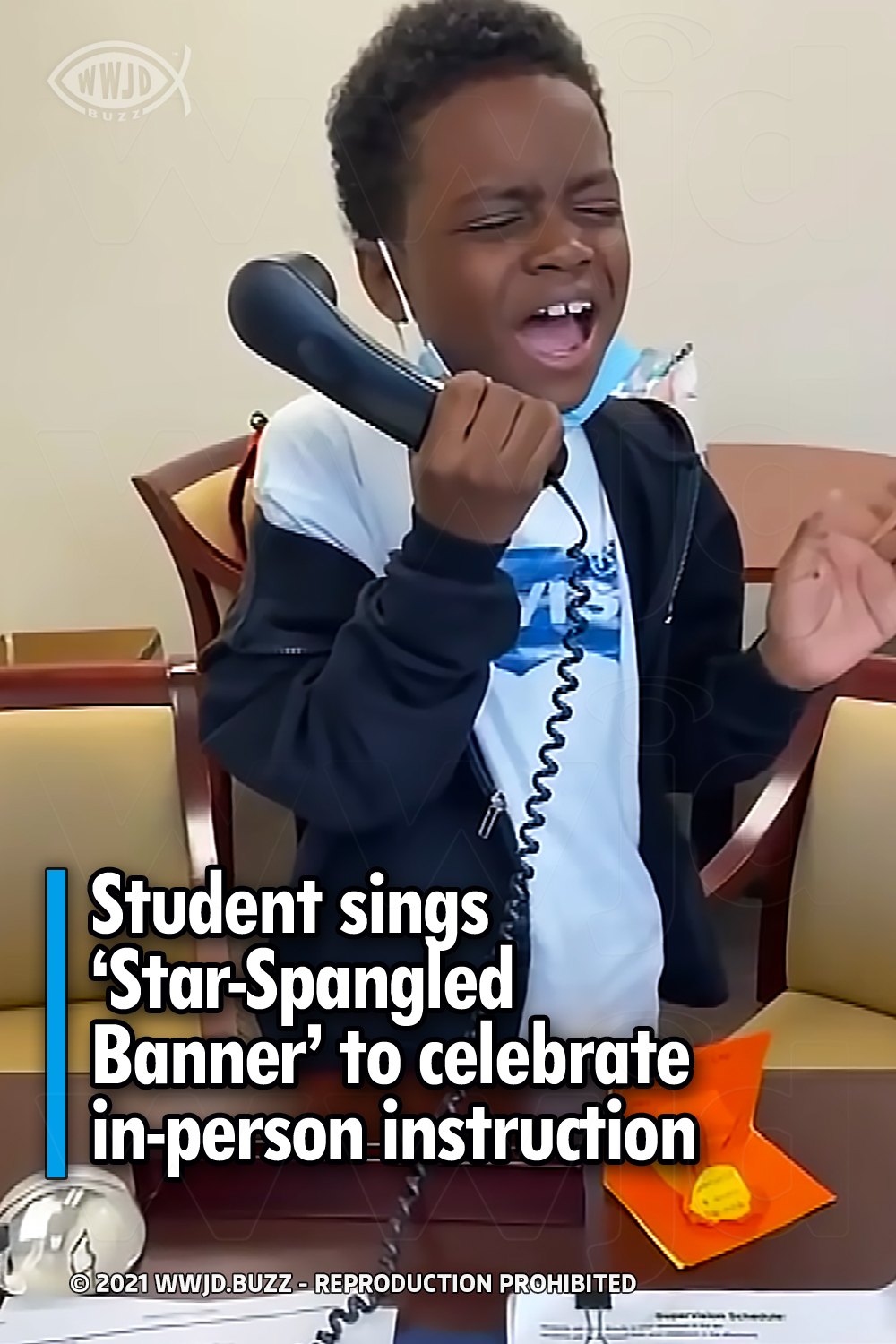 Student sings ‘Star-Spangled Banner’ to celebrate in-person instruction