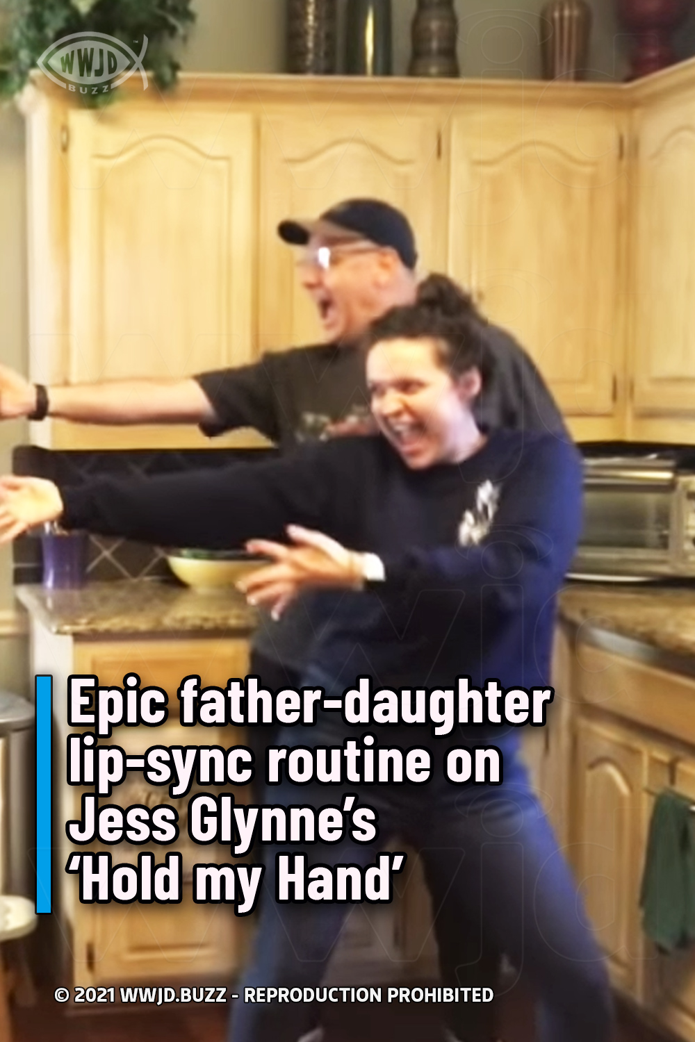 Epic father-daughter lip-sync routine on Jess Glynne’s ‘Hold my Hand’