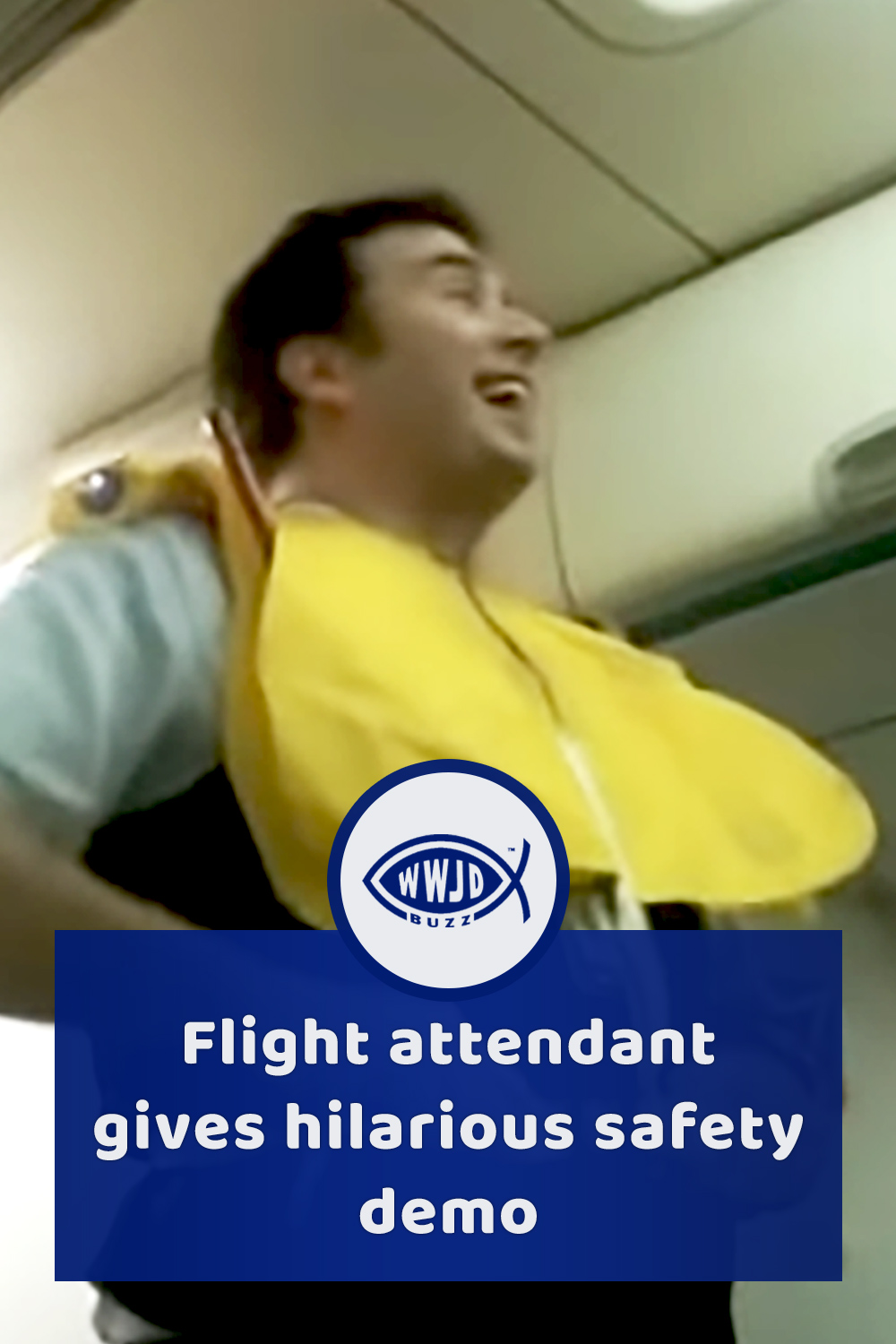Flight attendant gives hilarious safety demo