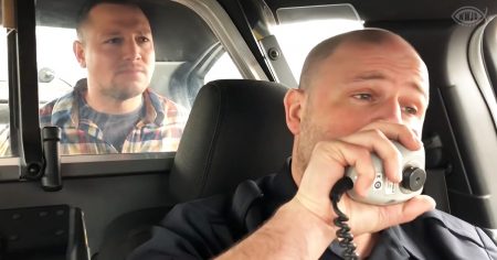 Witty police officer talks as if he were a pilot