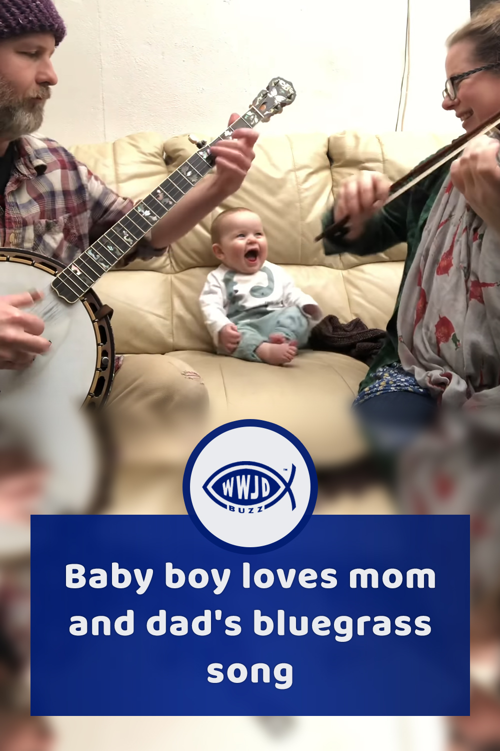 Baby boy loves mom and dad\'s bluegrass song