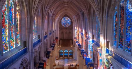 light shining through stained glass windows
