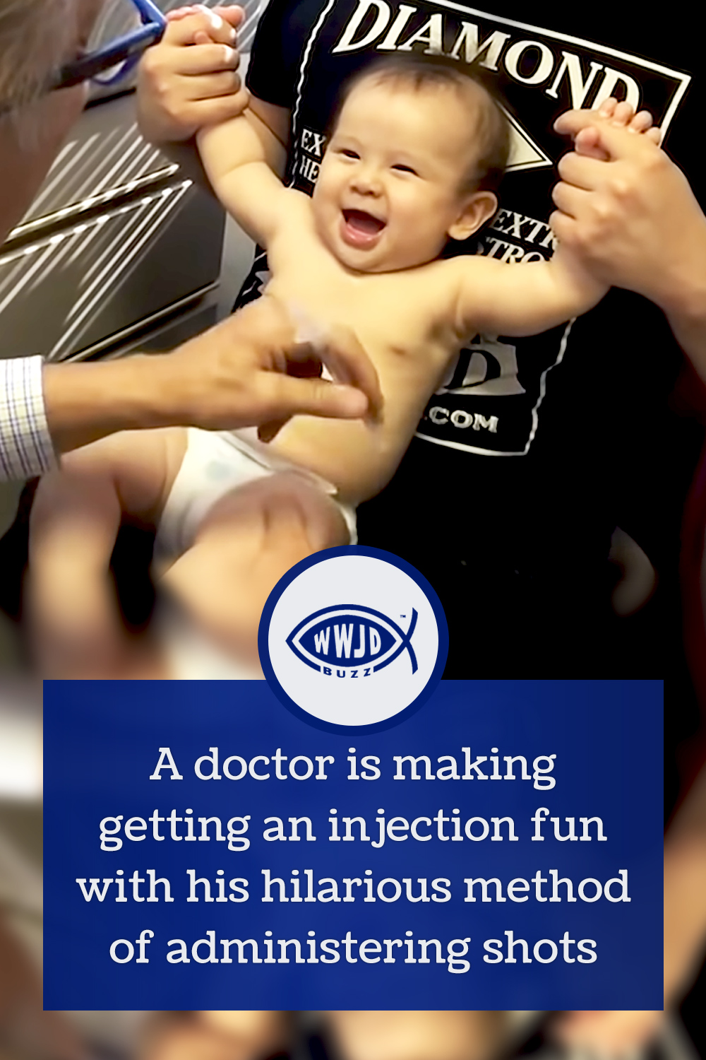 A doctor is making getting an injection fun with his hilarious method of administering shots
