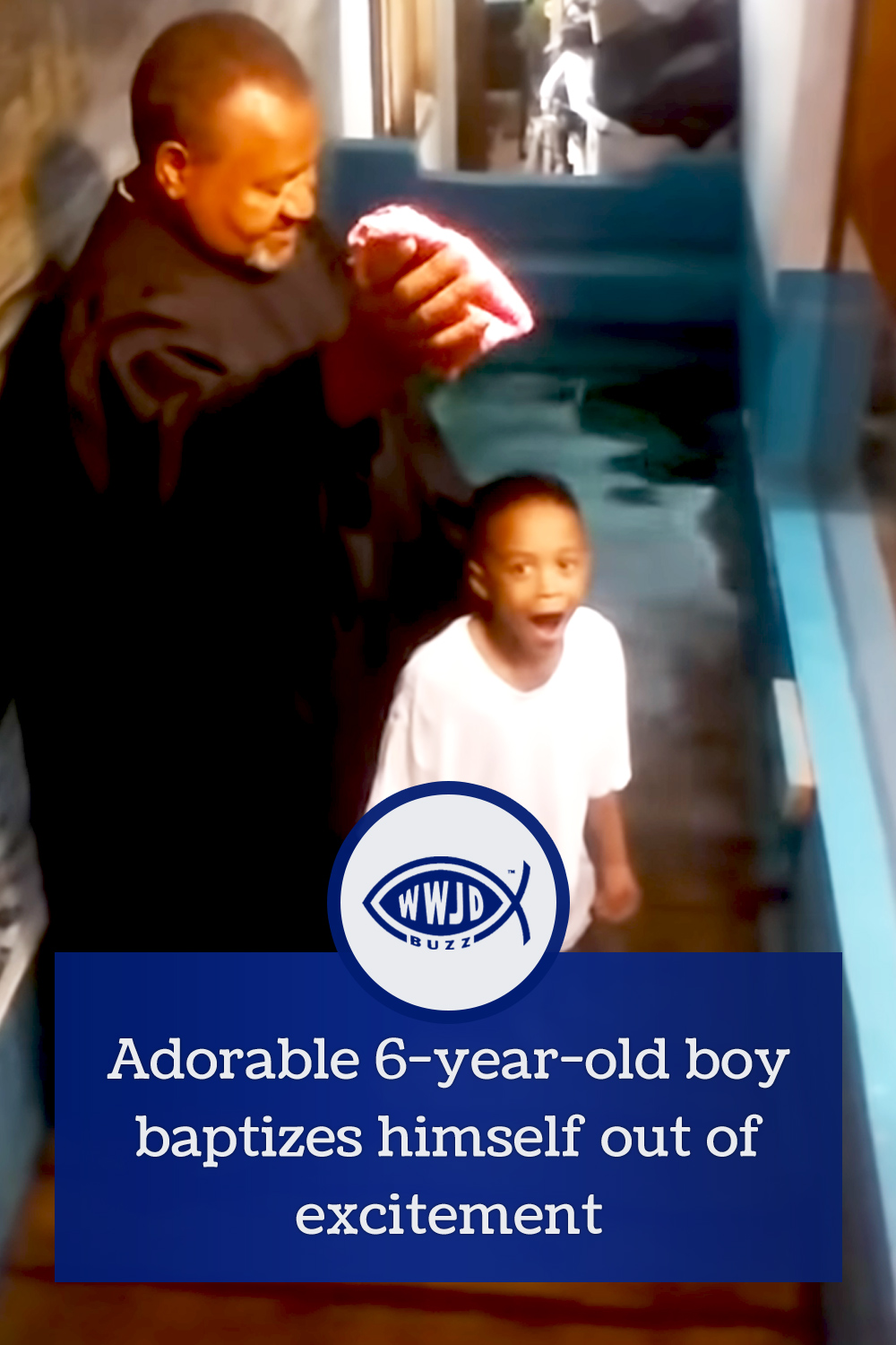 Adorable 6-year-old boy baptizes himself out of excitement