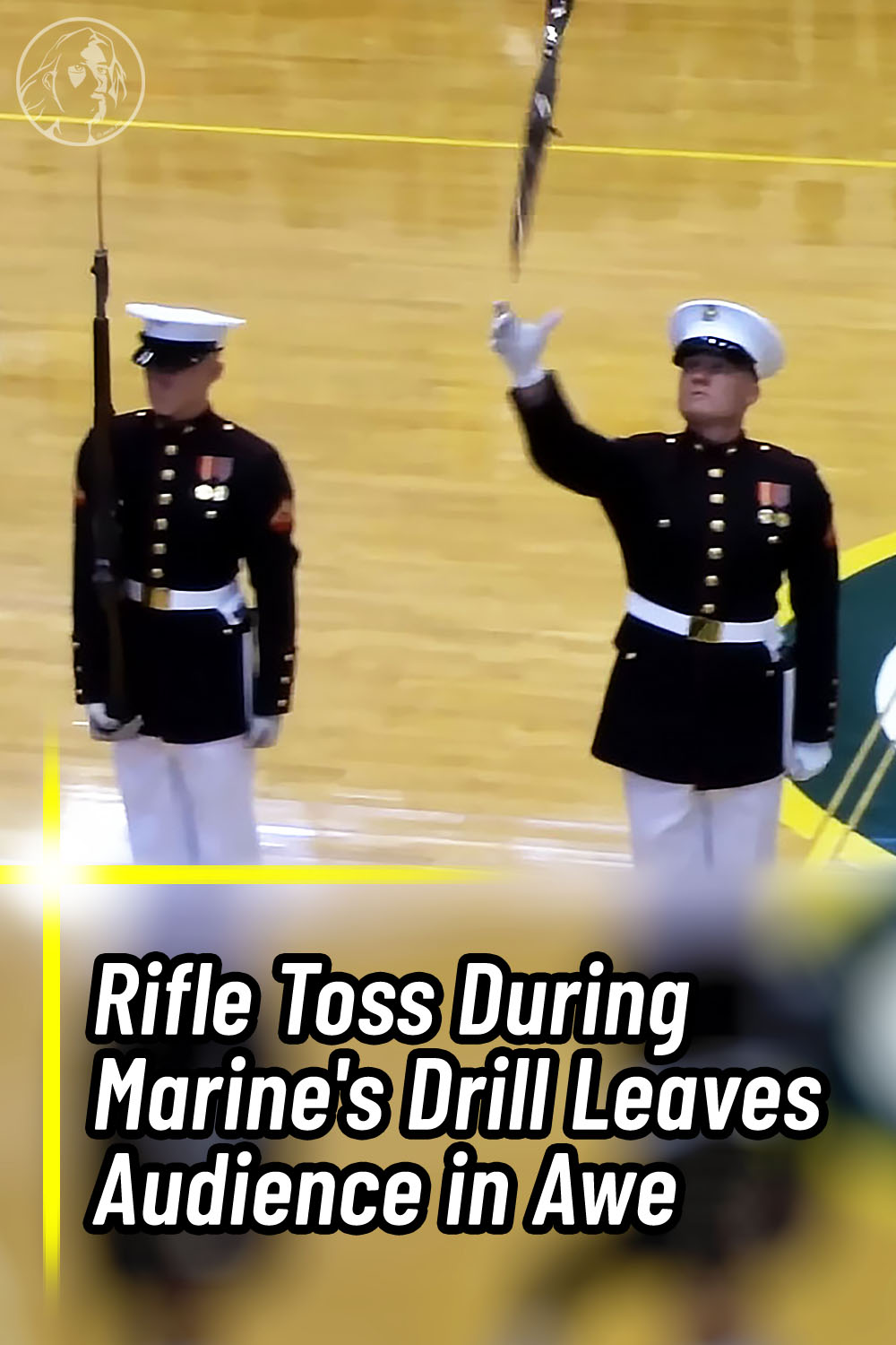 Rifle Toss During Marine\'s Drill Leaves Audience in Awe